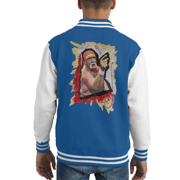 Sidney Maurer Original Portrait Of Hulk Hogan Kids Varsity Jacket - X-Small (3-4 yrs) / Royal/White - Kids Boys Varsity Jacket