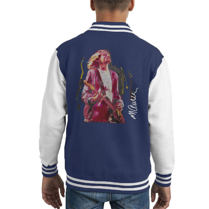 Sidney Maurer Original Portrait Of Kurt Cobain Guitar Kids Varsity Jacket - Kids Boys Varsity Jacket