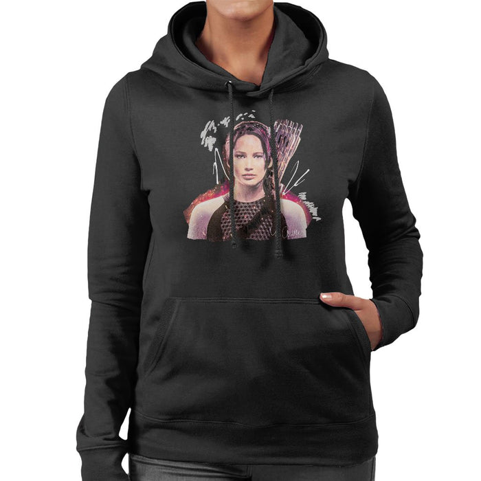 Sidney Maurer Original Portrait Of Jennifer Lawrence Hunger Games Womens Hooded Sweatshirt - Womens Hooded Sweatshirt