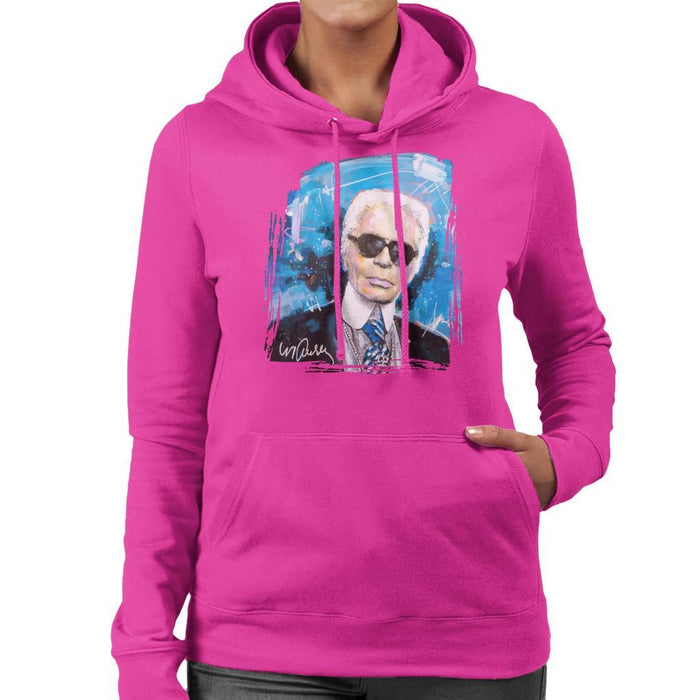 Sidney Maurer Original Portrait Of Karl Lagerfeld Womens Hooded Sweatshirt - Womens Hooded Sweatshirt