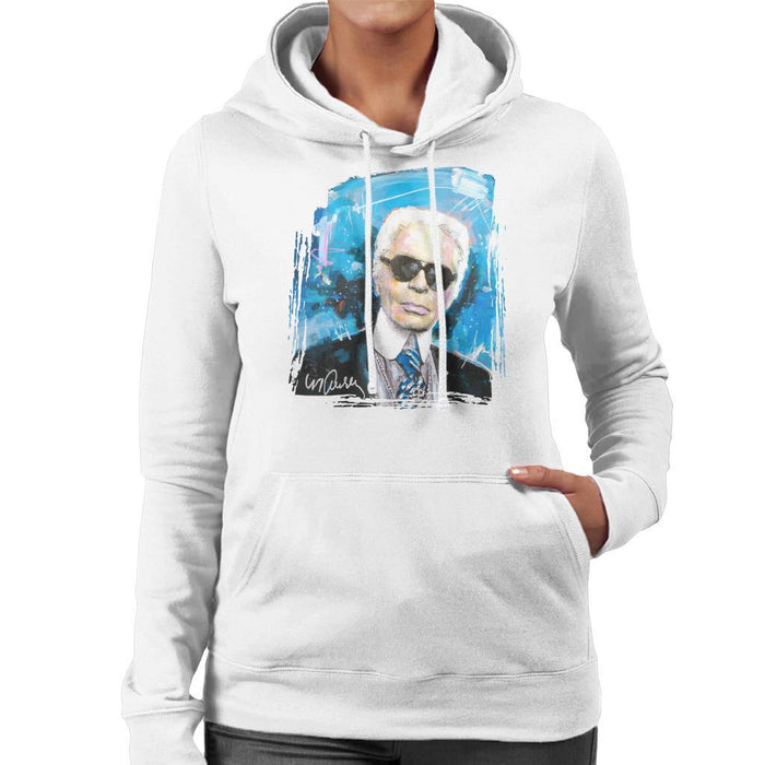 Sidney Maurer Original Portrait Of Karl Lagerfeld Womens Hooded Sweatshirt - Womens Hooded Sweatshirt