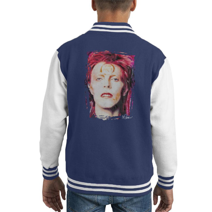 Sidney Maurer Original Portrait Of David Bowie Red Hair Kids Varsity Jacket - Kids Boys Varsity Jacket