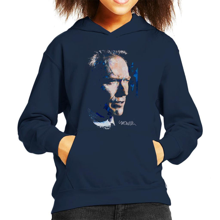 Sidney Maurer Original Portrait Of Clint Eastwood Kids Hooded Sweatshirt - Kids Boys Hooded Sweatshirt