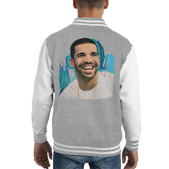 Sidney Maurer Original Portrait Of Drake Smiling Kids Varsity Jacket - Kids Boys Varsity Jacket