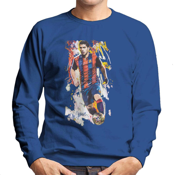 Sidney Maurer Original Portrait Of Luis Suarez Barcelona Men's Sweatshirt