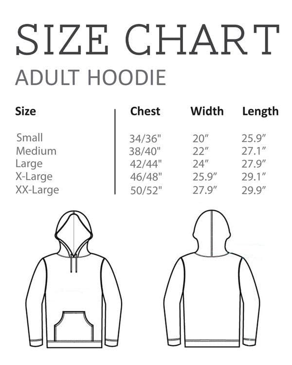 Size Chart - Adult Hoodie