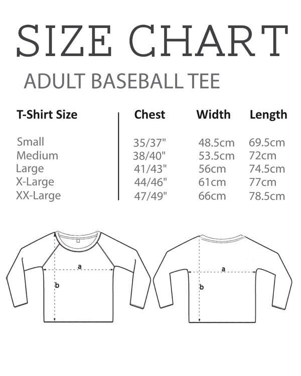 Size Chart - Adult Baseball Tee