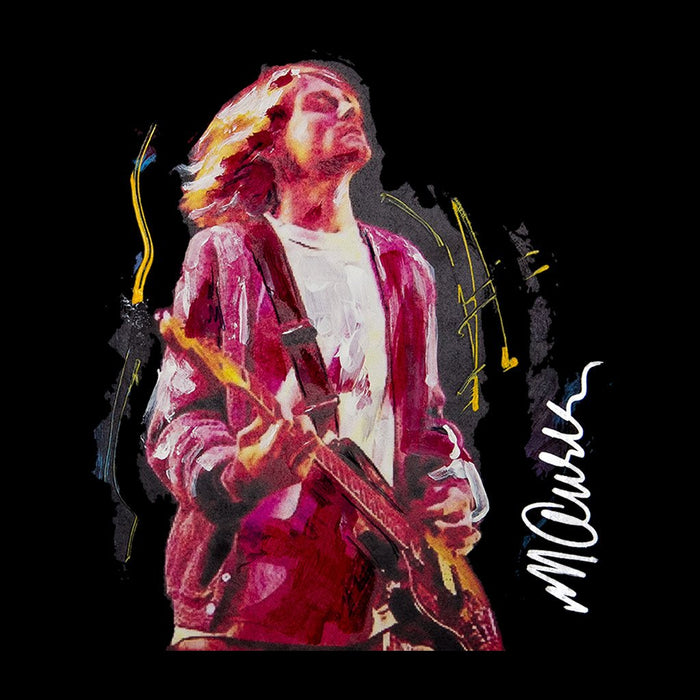 Sidney Maurer Original Portrait Of Kurt Cobain Guitar Mens Baseball Long Sleeved T-Shirt - Mens Baseball Long Sleeved T-Shirt
