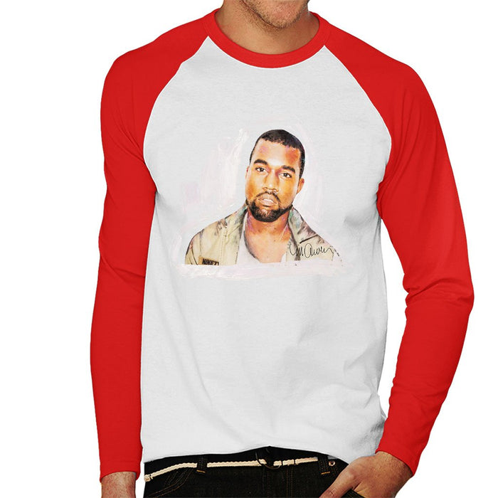 Sidney Maurer Original Portrait Of Kanye West Mens Baseball Long Sleeved T-Shirt - Mens Baseball Long Sleeved T-Shirt