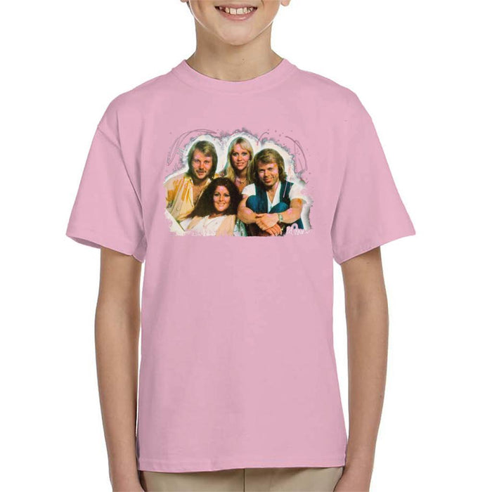 Sidney Maurer Original Portrait Of Abba Angel Eyes Cover Kids T-Shirt - X-Small (3-4 yrs) / Light Pink - Kids Boys T-Shirt