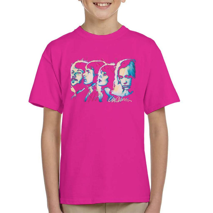 Sidney Maurer Original Portrait Of Abba Side Profile Kids T-Shirt - X-Small (3-4 yrs) / Hot Pink - Kids Boys T-Shirt