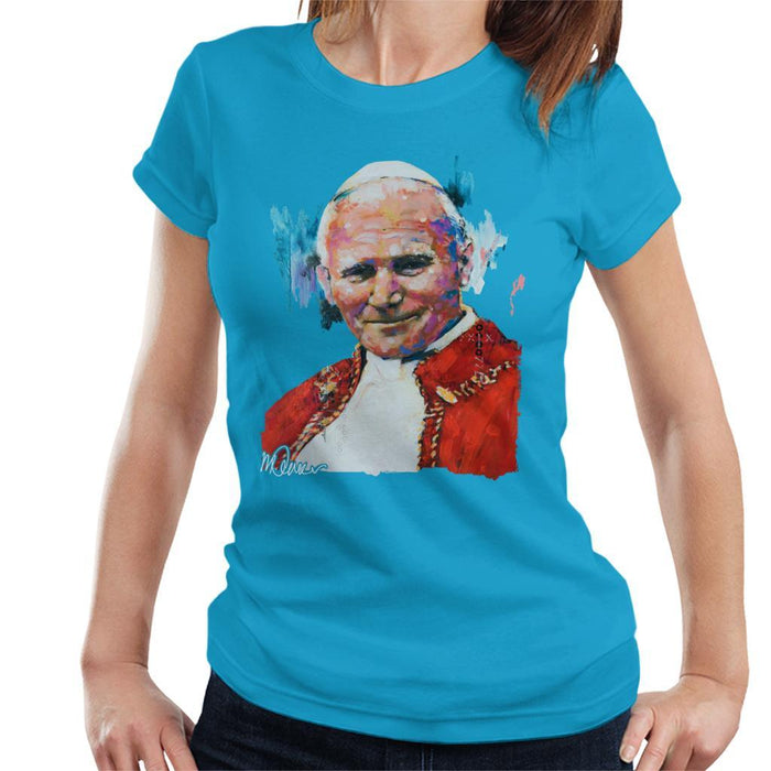 Sidney Maurer Original Portrait Of Pope John Paul II Womens T-Shirt - Womens T-Shirt