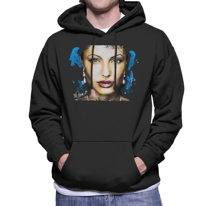 Sidney Maurer Original Portrait Of Angelina Jolie Men's Hooded Sweatshirt