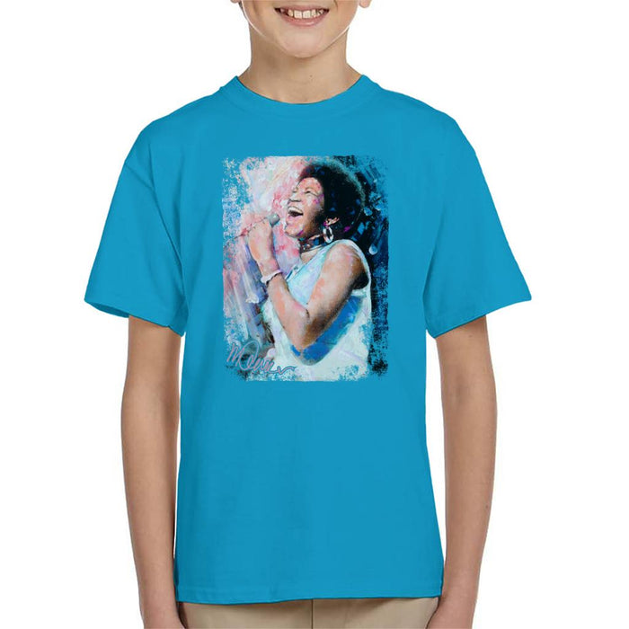 Sidney Maurer Original Portrait Of Aretha Franklin Singing Kid's T-Shirt