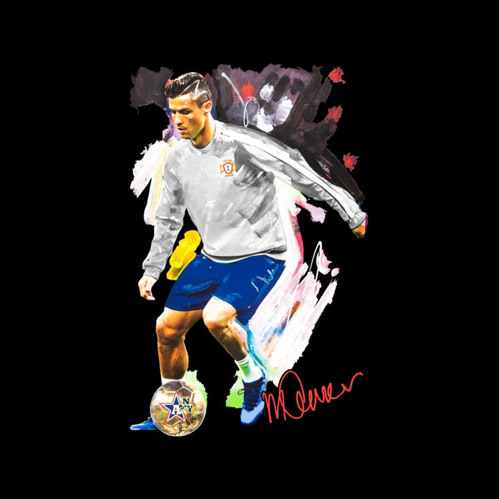 Sidney Maurer Original Portrait Of Cristiano Ronaldo Dribbling A Football Women's T-Shirt